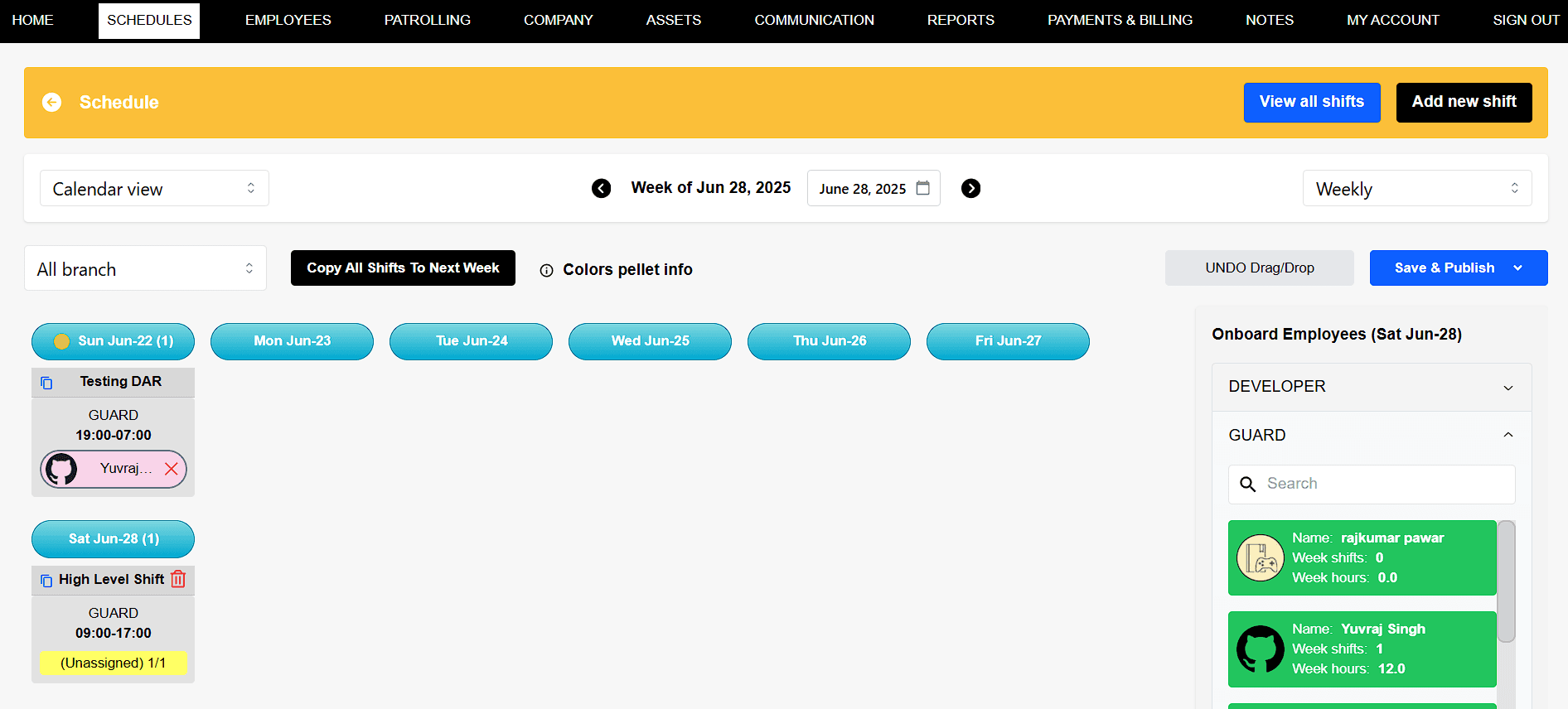 Scheduling UI